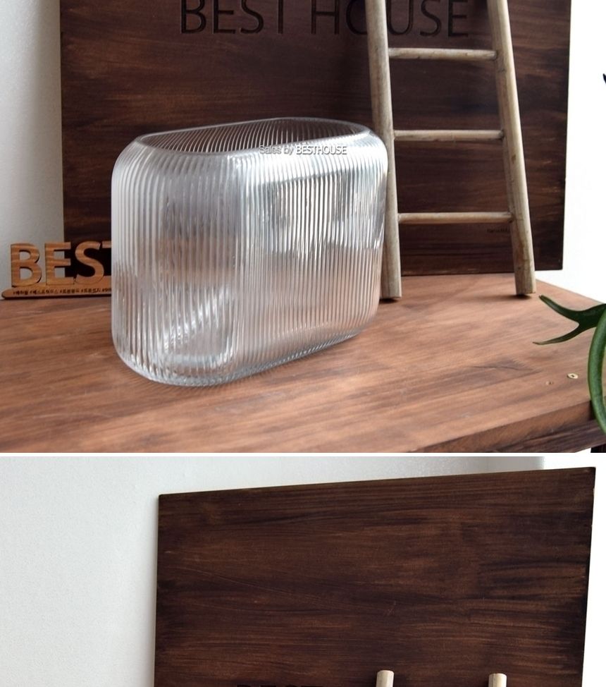 유리화분 화병 수반 스트라이프 타원 25x11x17cm/유리화병/유리수반/유리꽃병/꽃꽂이/유리화분/화병/수반/