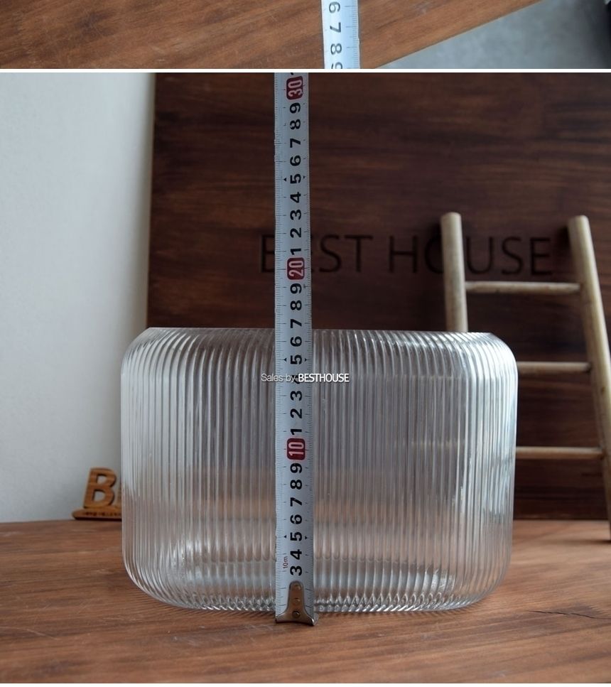 유리화분 화병 수반 스트라이프 타원 25x11x17cm/유리화병/유리수반/유리꽃병/꽃꽂이/유리화분/화병/수반/
