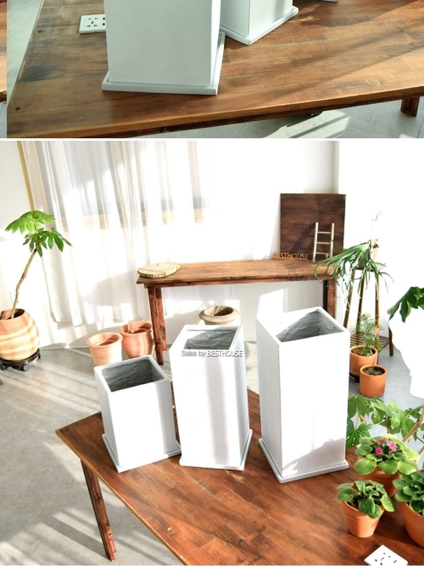 (MS-01 22x32cm) 모던 수지 마블 사각 화분 - 화이트(받침셋트)/화분/정원용품/홈가드닝용품/가드닝용품/가