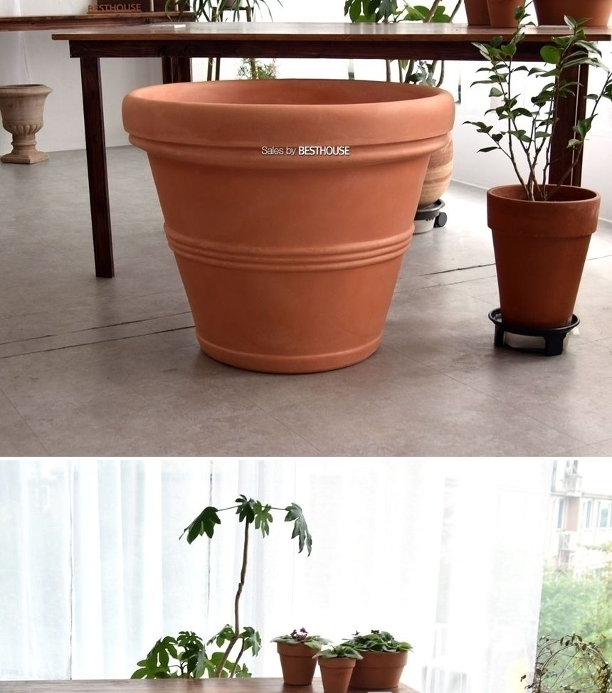 (물구멍타공(단순변심불가)) 이탈리아 니콜리 PE 대형화분.R0175 75x61cm/토분/흙화분/내추럴화분/내츄럴화
