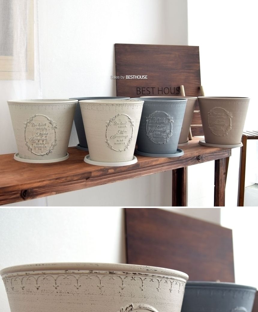 (실린더형 파스텔 그레이 D27) 플라스틱 원형 기본 실린더형 24 27/화분/정원용품/홈가드닝용품/가드닝화분