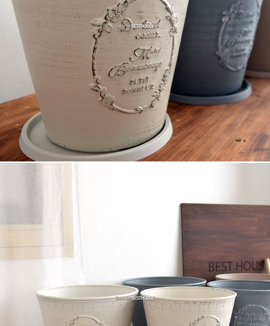 (실린더형 파스텔 그레이 D27) 플라스틱 원형 기본 실린더형 24 27/화분/정원용품/홈가드닝용품/가드닝화분