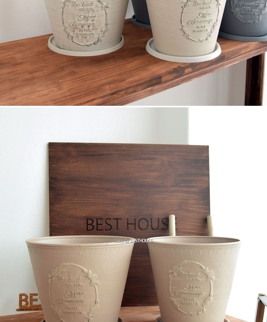 (실린더형 파스텔 그레이 D27) 플라스틱 원형 기본 실린더형 24 27/화분/정원용품/홈가드닝용품/가드닝화분