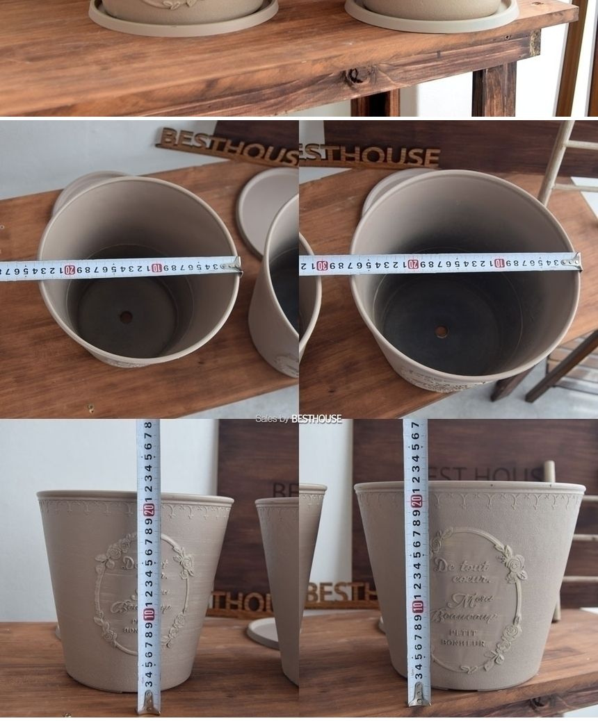 (실린더형 파스텔 그레이 D27) 플라스틱 원형 기본 실린더형 24 27/화분/정원용품/홈가드닝용품/가드닝화분