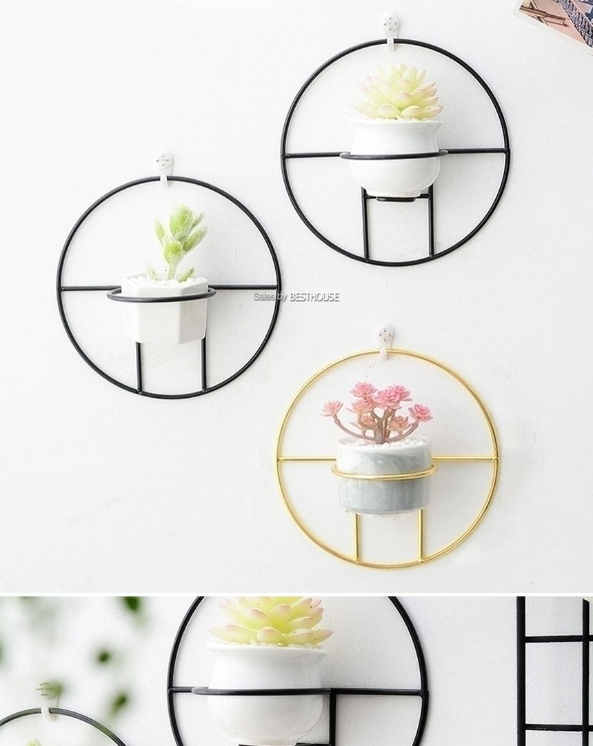 (골드) 철제링 와이어 미니 다육이 도기 화분 셋트 19cm/화분/정원용품/홈가드닝용품/가드닝용품/가정용화