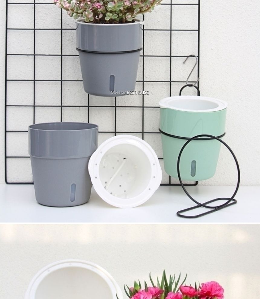 (D11 11x12cm 그레이) 철제벽걸이 저면관수 플라스틱 화분/화분/정원용품/홈가드닝용품/가드닝용품/가정용