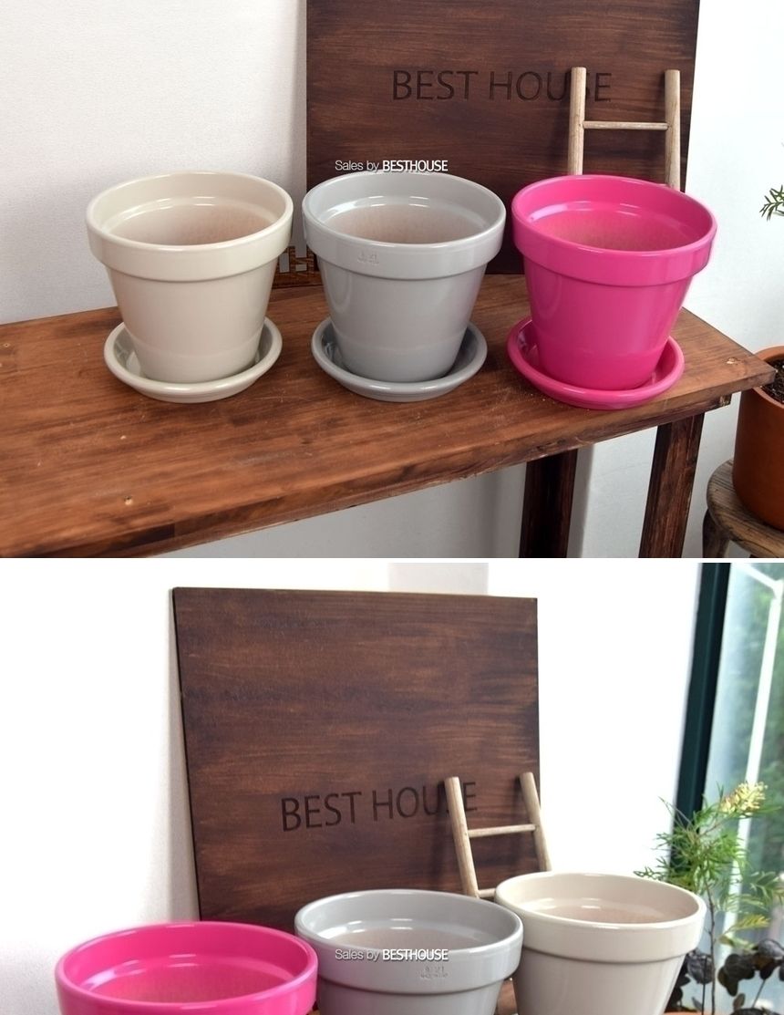 (핫핑크 유광) 이탈리아 토분.바소 기본형 유광 컬러 D21 21x19cm/화분/흙화분/토분/예쁜화분/디자인화분/