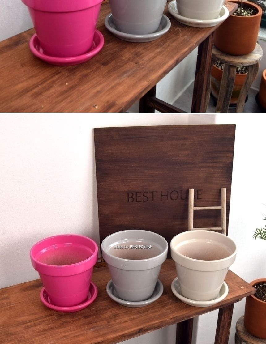 (핫핑크 유광) 이탈리아 토분.바소 기본형 유광 컬러 D21 21x19cm/화분/흙화분/토분/예쁜화분/디자인화분/