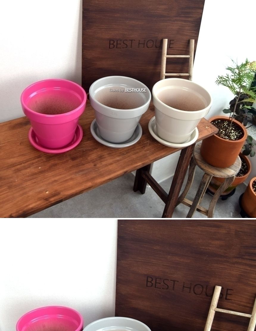 (핫핑크 유광) 이탈리아 토분.바소 기본형 유광 컬러 D21 21x19cm/화분/흙화분/토분/예쁜화분/디자인화분/