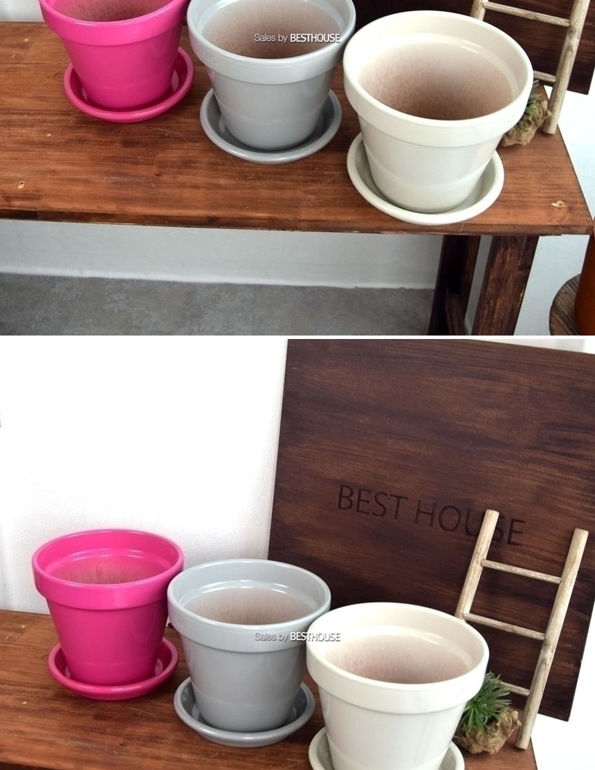 (핫핑크 유광) 이탈리아 토분.바소 기본형 유광 컬러 D21 21x19cm/화분/흙화분/토분/예쁜화분/디자인화분/