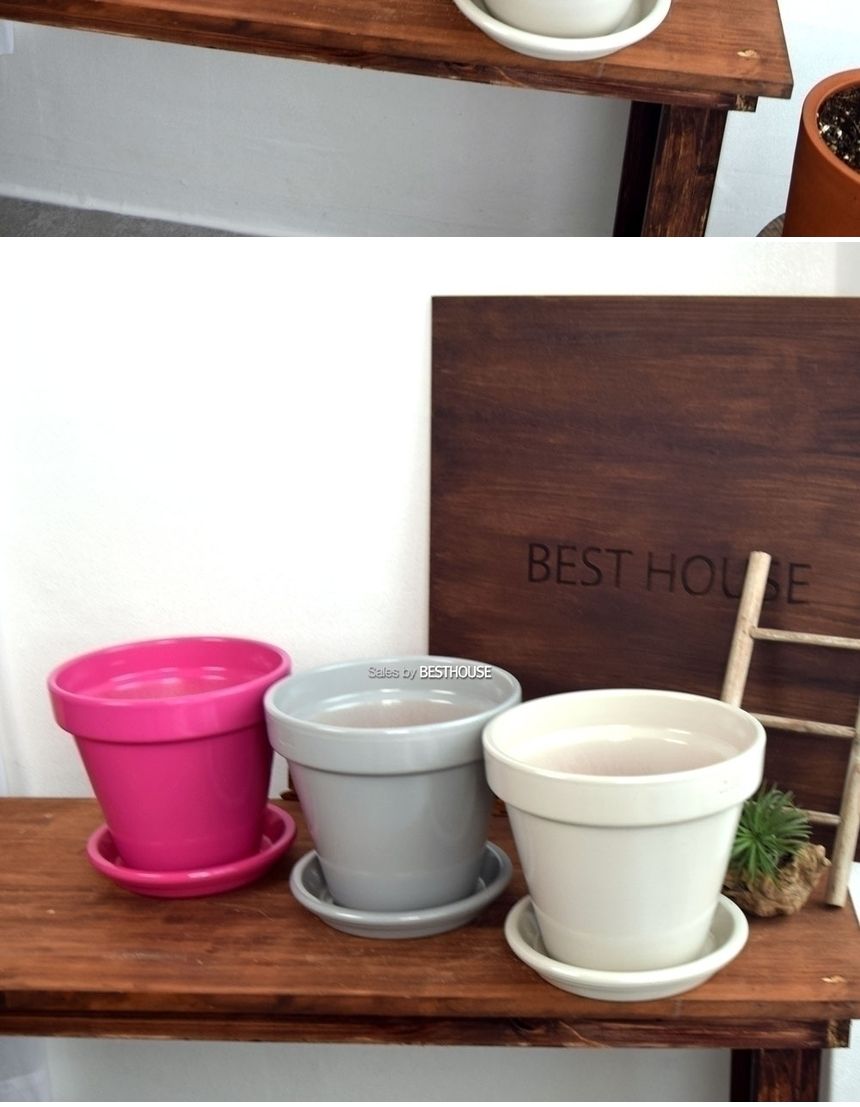 (핫핑크 유광) 이탈리아 토분.바소 기본형 유광 컬러 D21 21x19cm/화분/흙화분/토분/예쁜화분/디자인화분/