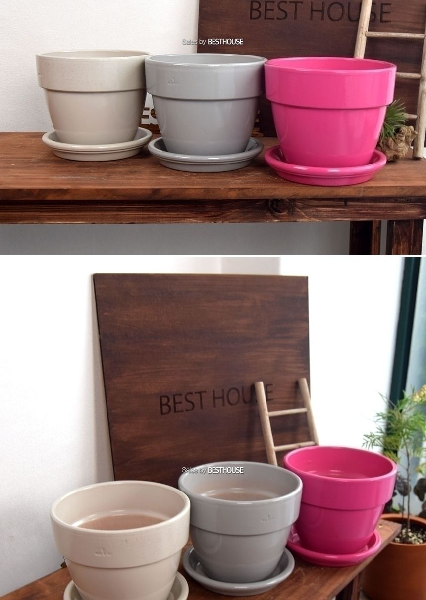 (연그레이 유광) 이탈리아 토분.바소팔라디오 유광 컬러 D20 20x17cm/화분/흙화분/토분/예쁜화분/디자인화