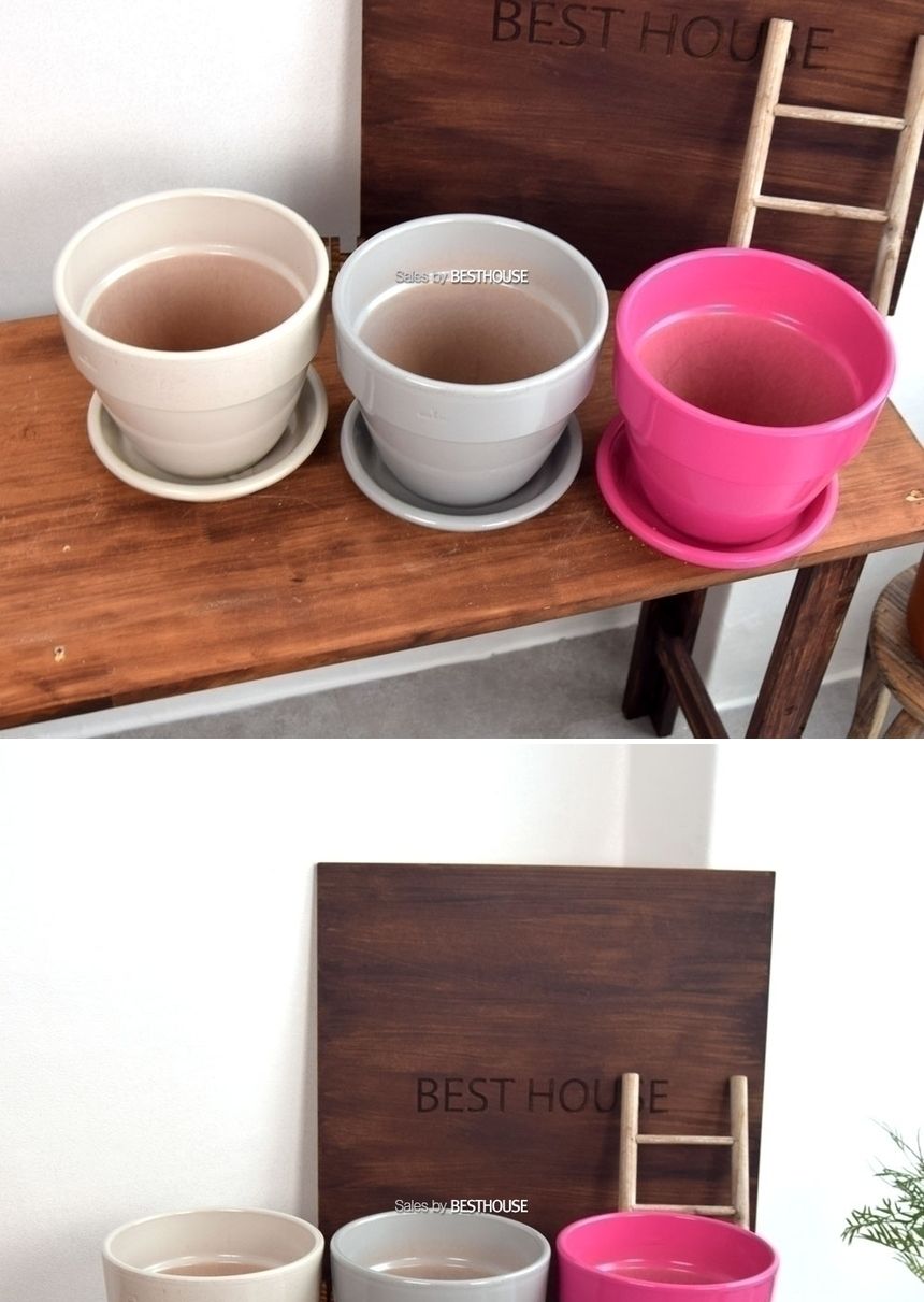 (연그레이 유광) 이탈리아 토분.바소팔라디오 유광 컬러 D20 20x17cm/화분/흙화분/토분/예쁜화분/디자인화