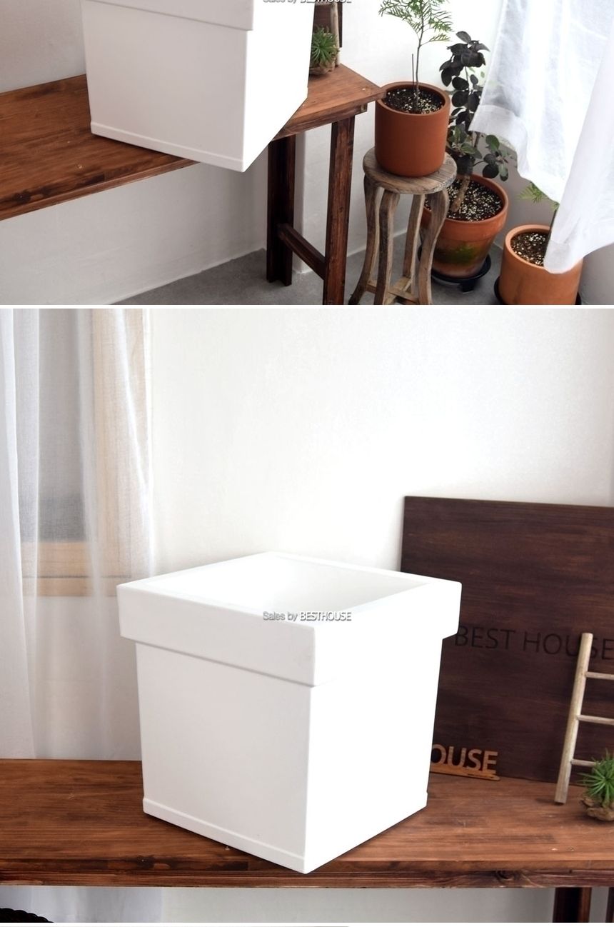 (물구멍X-화이트) 이탈리아 니콜리 턱정사각 PE화분.R3140 40x40x40cm/화분/정원용품/홈가드닝용품/가드닝