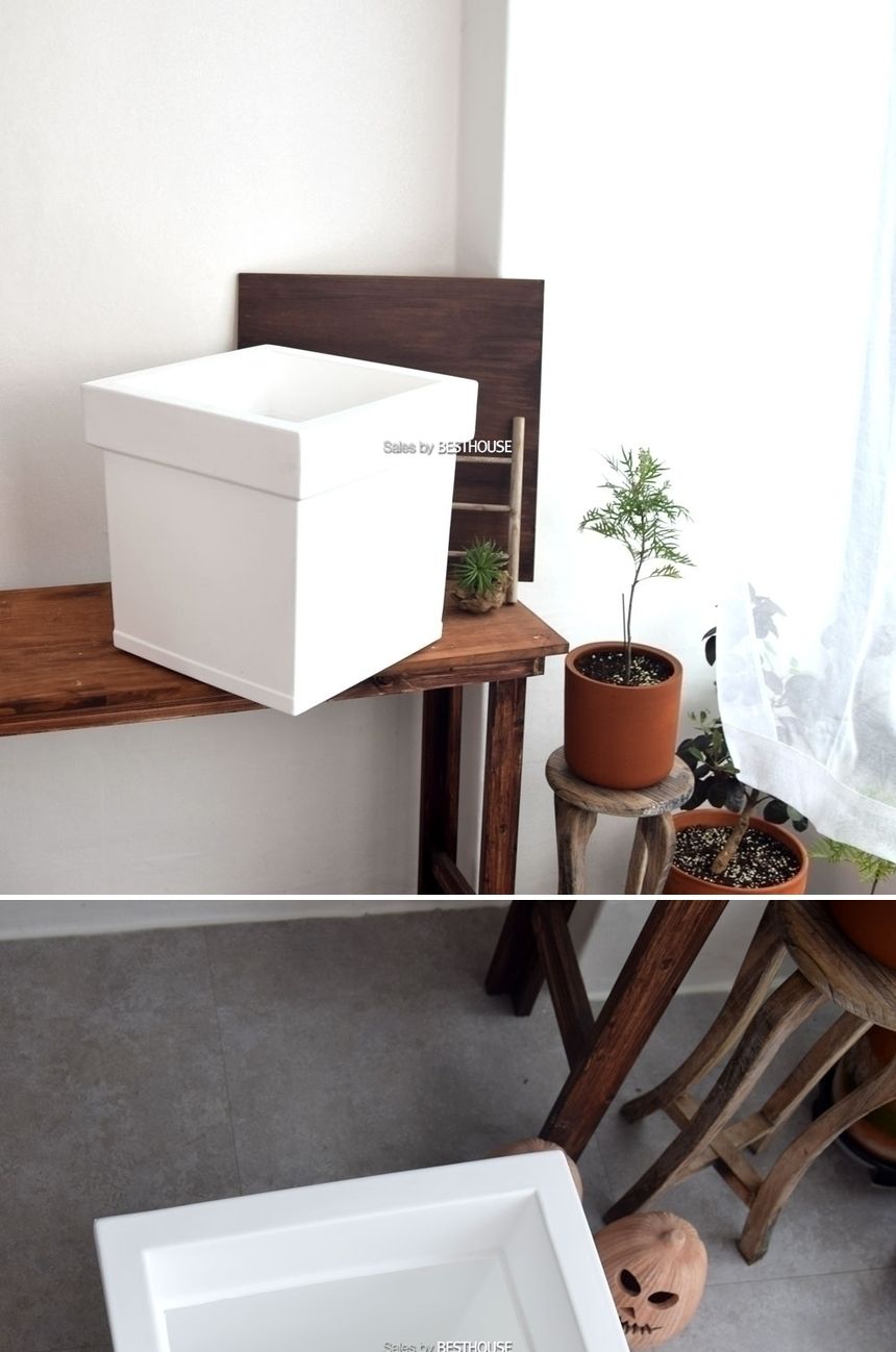 (물구멍X-화이트) 이탈리아 니콜리 턱정사각 PE화분.R3140 40x40x40cm/화분/정원용품/홈가드닝용품/가드닝