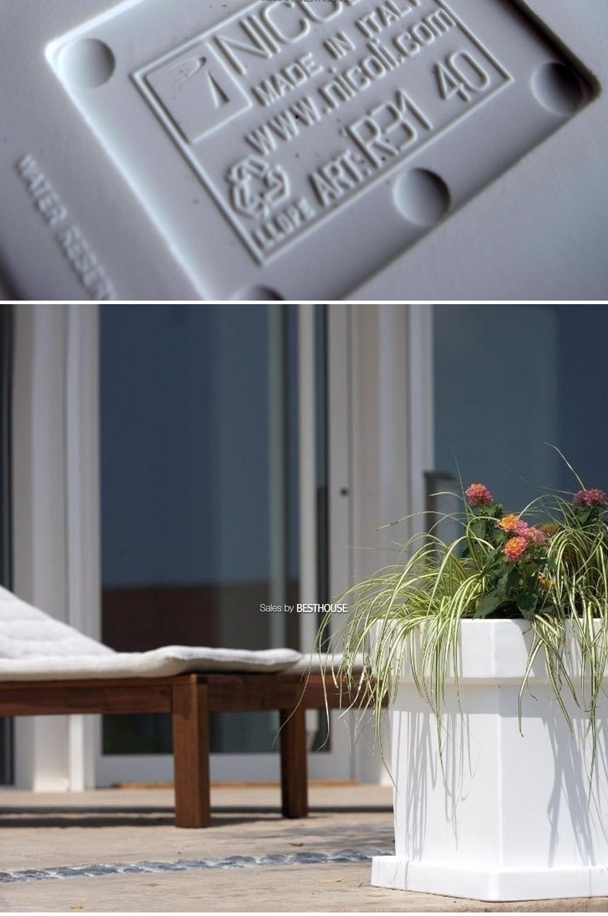 (물구멍X-화이트) 이탈리아 니콜리 턱정사각 PE화분.R3140 40x40x40cm/화분/정원용품/홈가드닝용품/가드닝