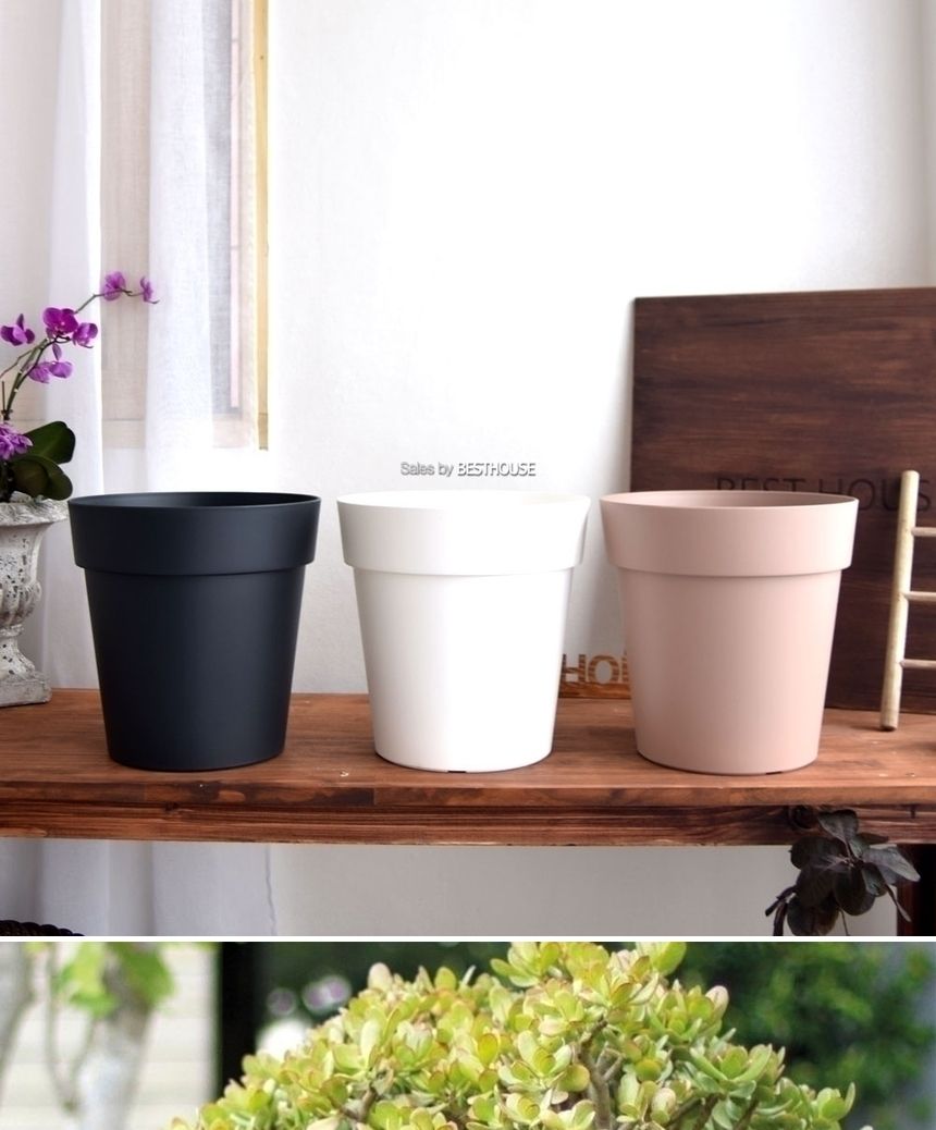 (물구멍타공(단순변심불가)-화이트) 이탈리아 니콜리 원형 ARKE PE화분.R3936 36x35cm/화분/정원용품/홈가