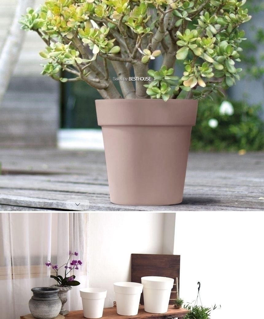 (물구멍타공(단순변심불가)-화이트) 이탈리아 니콜리 원형 ARKE PE화분.R3936 36x35cm/화분/정원용품/홈가