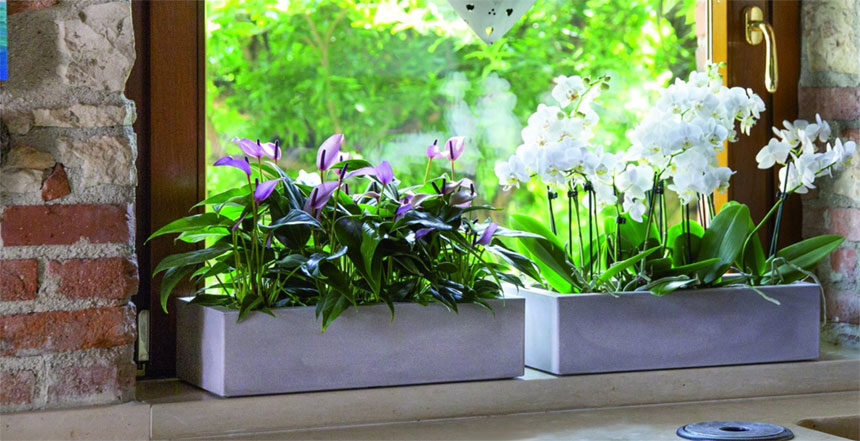 (물구멍타공(단순변심불가)-화이트) 이탈리아 니콜리 옆이넓은 직사각 PE화분.R4645 45x20x12cm/화분/정원