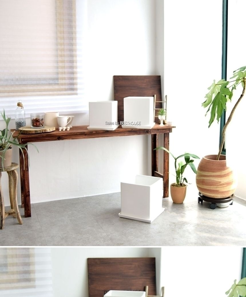 모던 도기화분 화이트 무광 정사각 D25 25x25x28cm/화분/정원용품/홈가드닝용품/가드닝용품/가정용화분/식