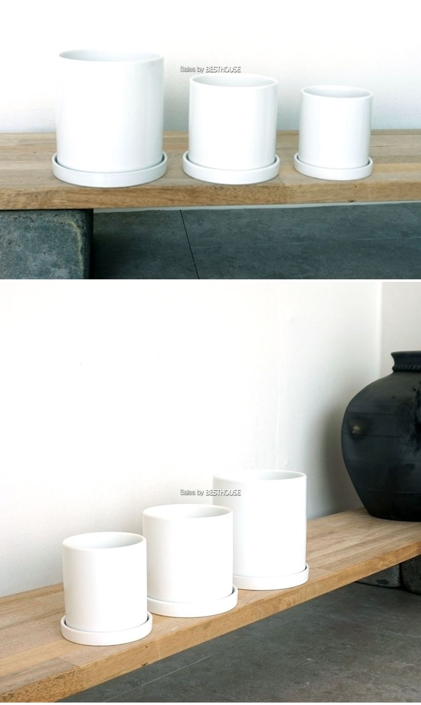 기획화분 유광 원통 D13 13x13cm 화이트/화분/정원용품/홈가드닝용품/가드닝용품/가정용화분/식물화분/꽃화