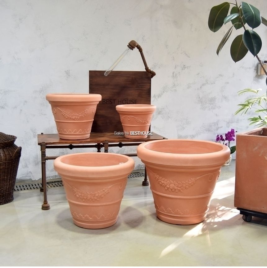 (물구멍X) 이탈리아 니콜리 PE 대형화분.R230 30x24cm (CF-30)/화분/정원용품/홈가드닝용품/가드닝화분/가