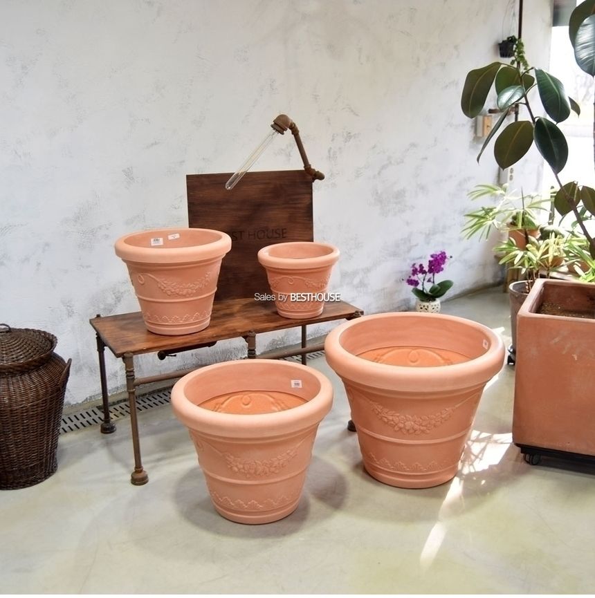 (물구멍X) 이탈리아 니콜리 PE 대형화분.R230 30x24cm (CF-30)/화분/정원용품/홈가드닝용품/가드닝화분/가