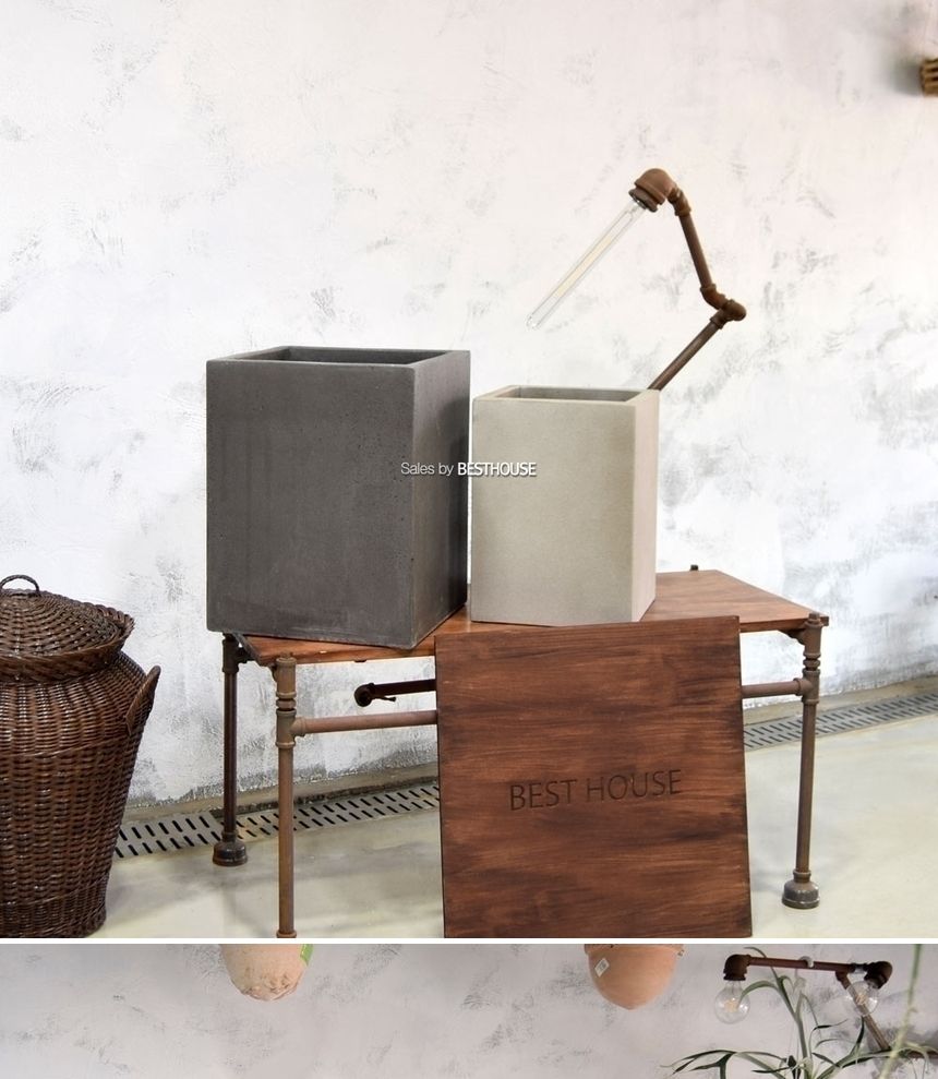 (진그레이) 2개셋모던 시멘트 테라스톤 사각화분 33x42 26x36cm/화분/정원용품/홈가드닝용품/가드닝용품/가