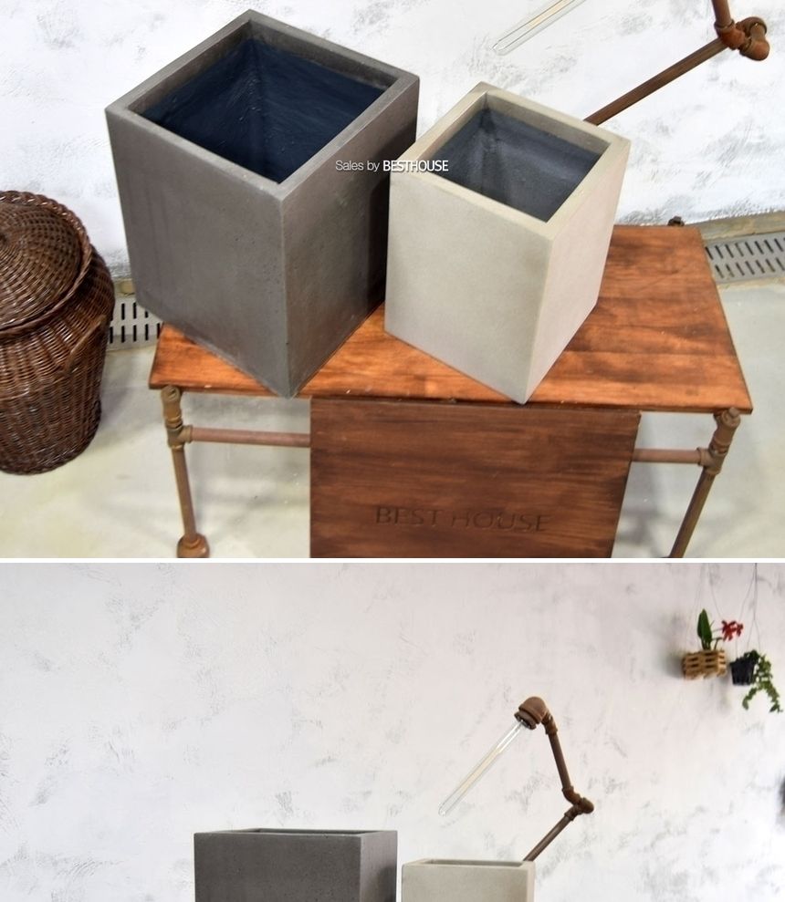 (진그레이) 2개셋모던 시멘트 테라스톤 사각화분 33x42 26x36cm/화분/정원용품/홈가드닝용품/가드닝용품/가
