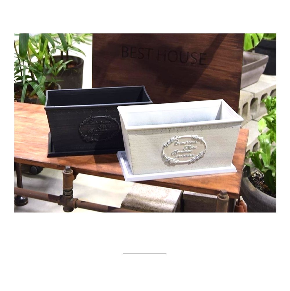 (화이트) 빈티지 플라스틱화분 옆이넓은 직사각 Q30 30x15x15cm/화분/정원용품/홈가드닝용품/가드닝용품/가