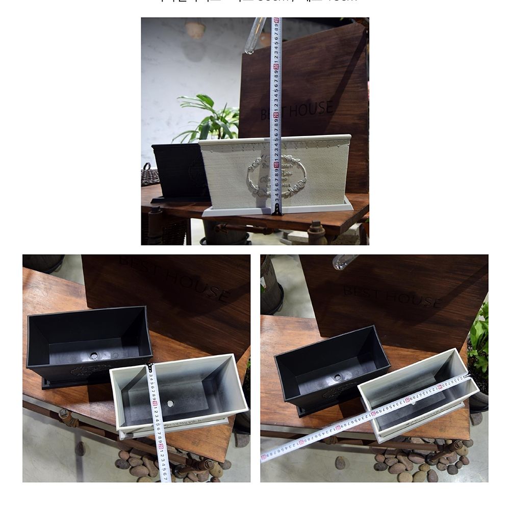 (화이트) 빈티지 플라스틱화분 옆이넓은 직사각 Q30 30x15x15cm/화분/정원용품/홈가드닝용품/가드닝용품/가