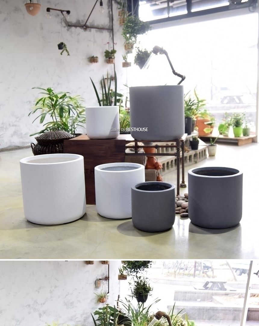(그레이) 3개셋모던 FRP 원통형 초대형 화분 DW173305/화분/정원용품/홈가드닝용품/가드닝화분/가정용화분/