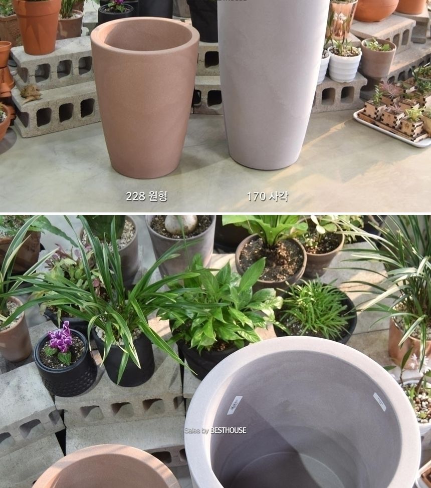 (브라운) Nicoli 이탈리아 PE 조명플랜터 화분 170원형 43x90cm/화분/정원용품/홈가드닝용품/가드닝용품/가