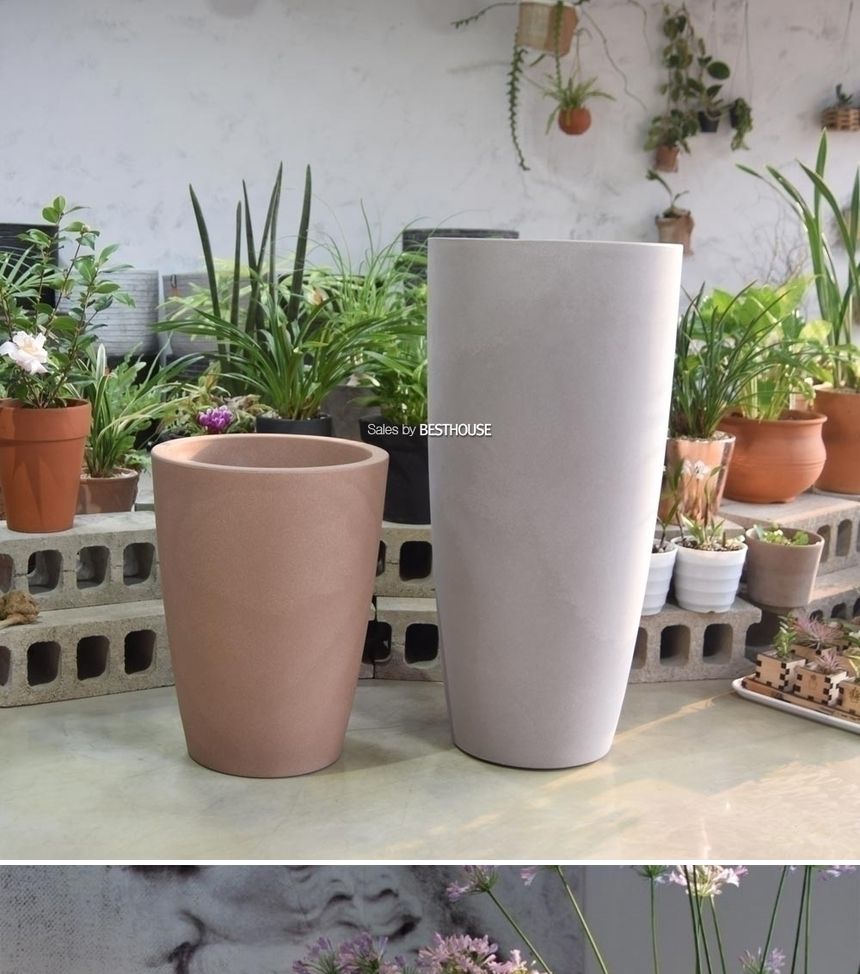 (브라운) Nicoli 이탈리아 PE 조명플랜터 화분 228원형 40x53cm/화분/정원용품/홈가드닝용품/가드닝용품/가