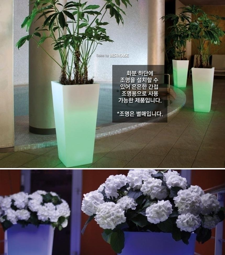 (그레이) Nicoli 이탈리아 PE 조명플랜터 화분 170사각 38x80cm/화분/정원용품/홈가드닝용품/가드닝용품/가