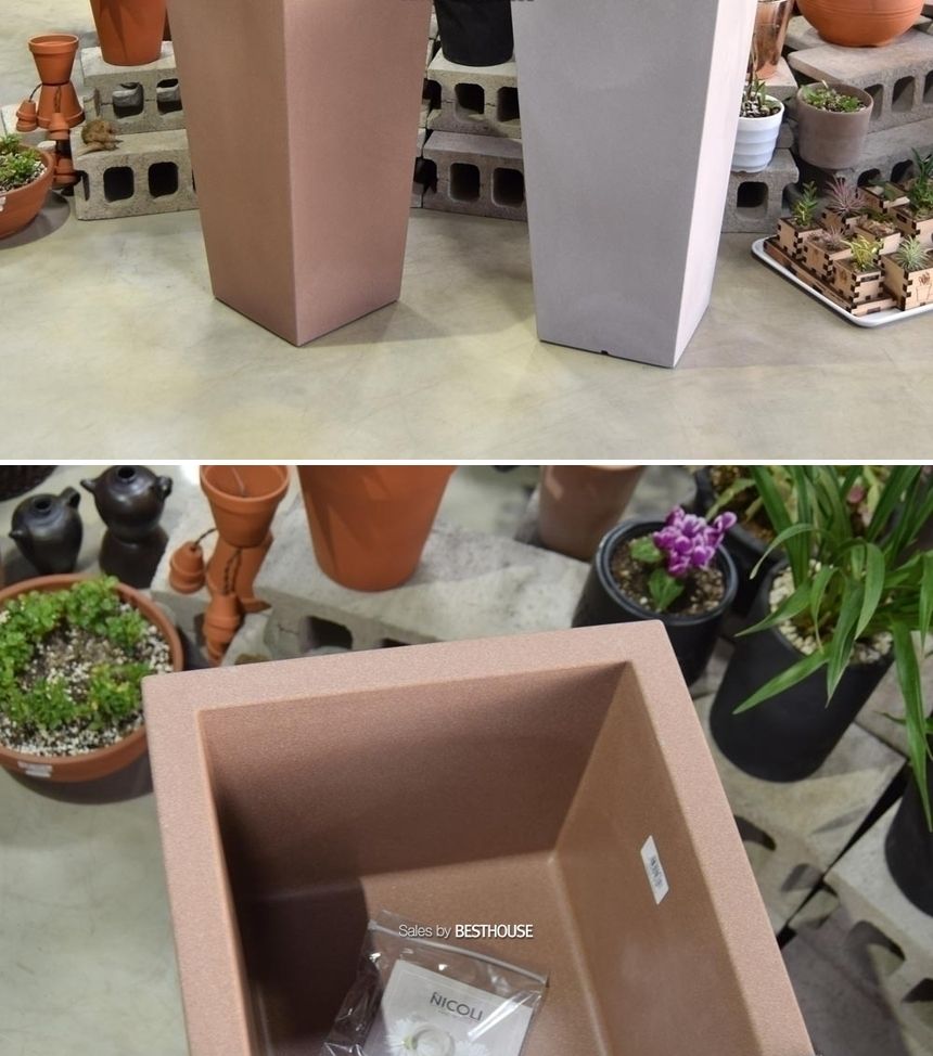 (그레이) Nicoli 이탈리아 PE 조명플랜터 화분 170사각 38x80cm/화분/정원용품/홈가드닝용품/가드닝용품/가