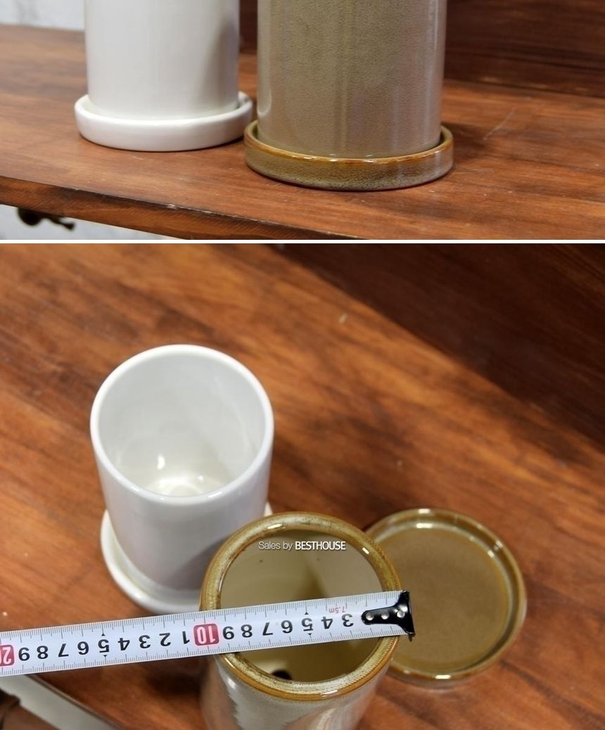 (블랙 -무광-) 모던 도기화분 긴원통 긴원형 10x15cm/화분/정원용품/홈가드닝용품/가드닝용품/가정용화분/
