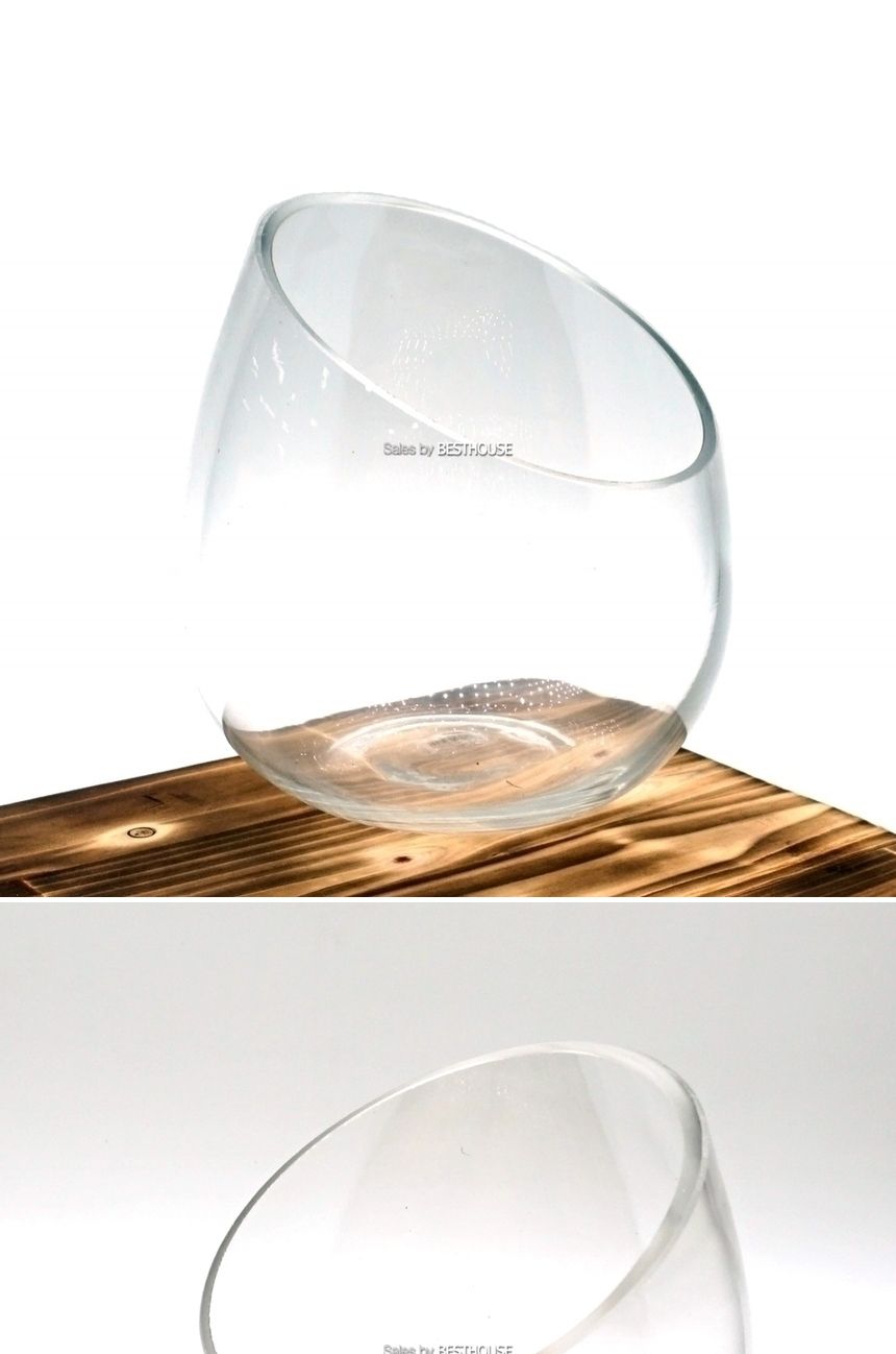 유리화분 화병 수반 N1215 (사선반원) 12x15cm/수반/화병/인테리어수반/인테리어화병/디자인수반/디자인화