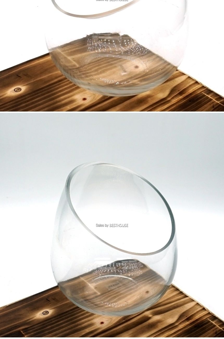 유리화분 화병 수반 N1215 (사선반원) 12x15cm/수반/화병/인테리어수반/인테리어화병/디자인수반/디자인화