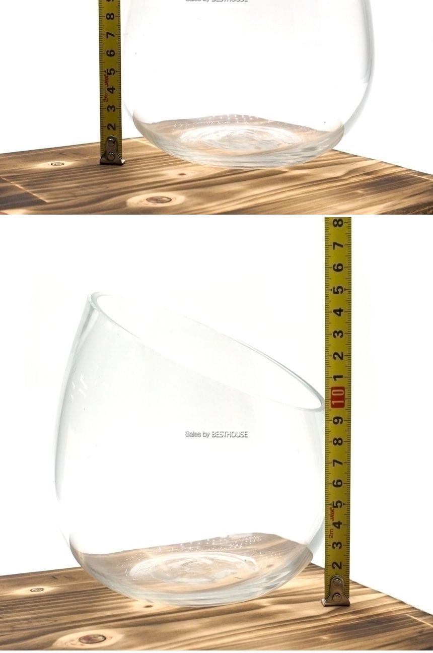 유리화분 화병 수반 N1215 (사선반원) 12x15cm/수반/화병/인테리어수반/인테리어화병/디자인수반/디자인화