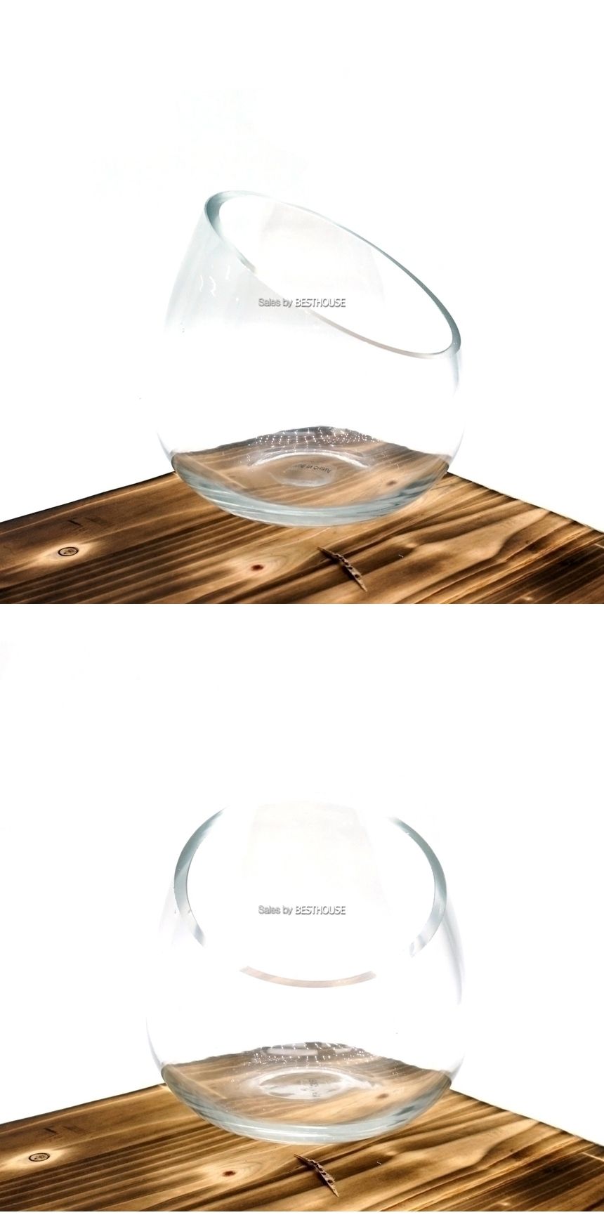 유리화분 화병 수반 N1012 (사선반원) 10x12cm/수반/화병/인테리어수반/인테리어화병/디자인수반/디자인화