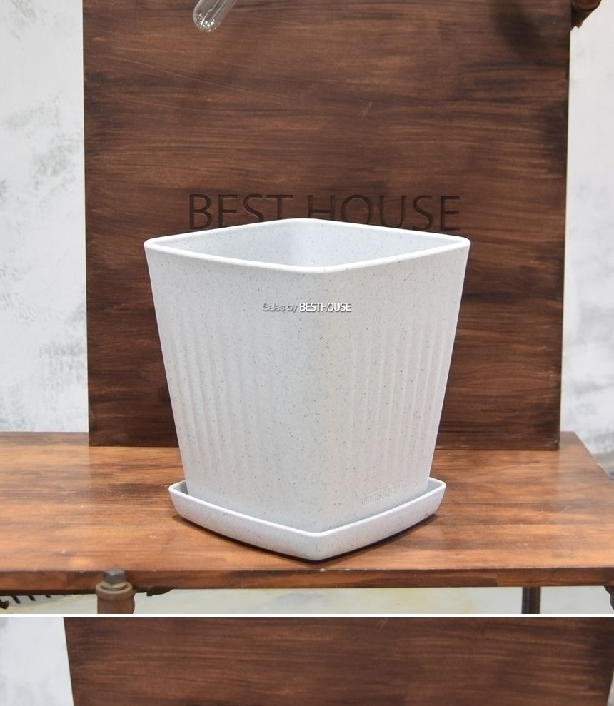 플라스틱화분 HM 가로줄사각(1호) 23x23x25cm/화분/정원용품/홈가드닝용품/가드닝용품/가정용화분/식물화분