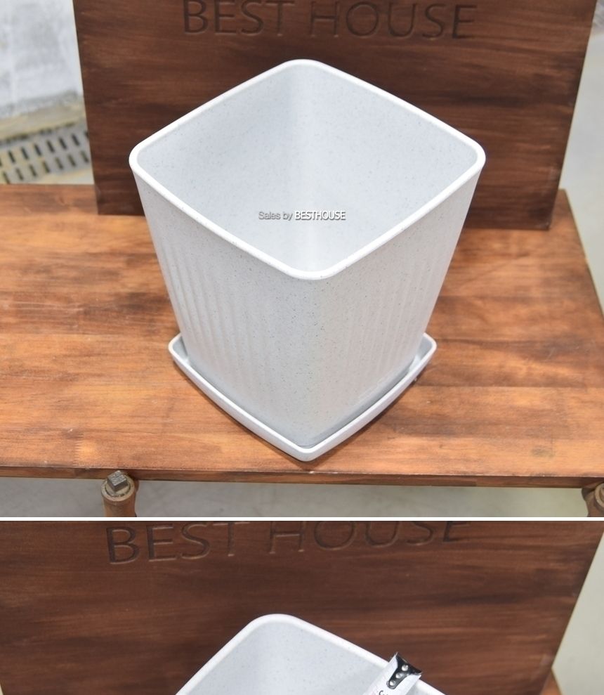 플라스틱화분 HM 가로줄사각(1호) 23x23x25cm/화분/정원용품/홈가드닝용품/가드닝용품/가정용화분/식물화분