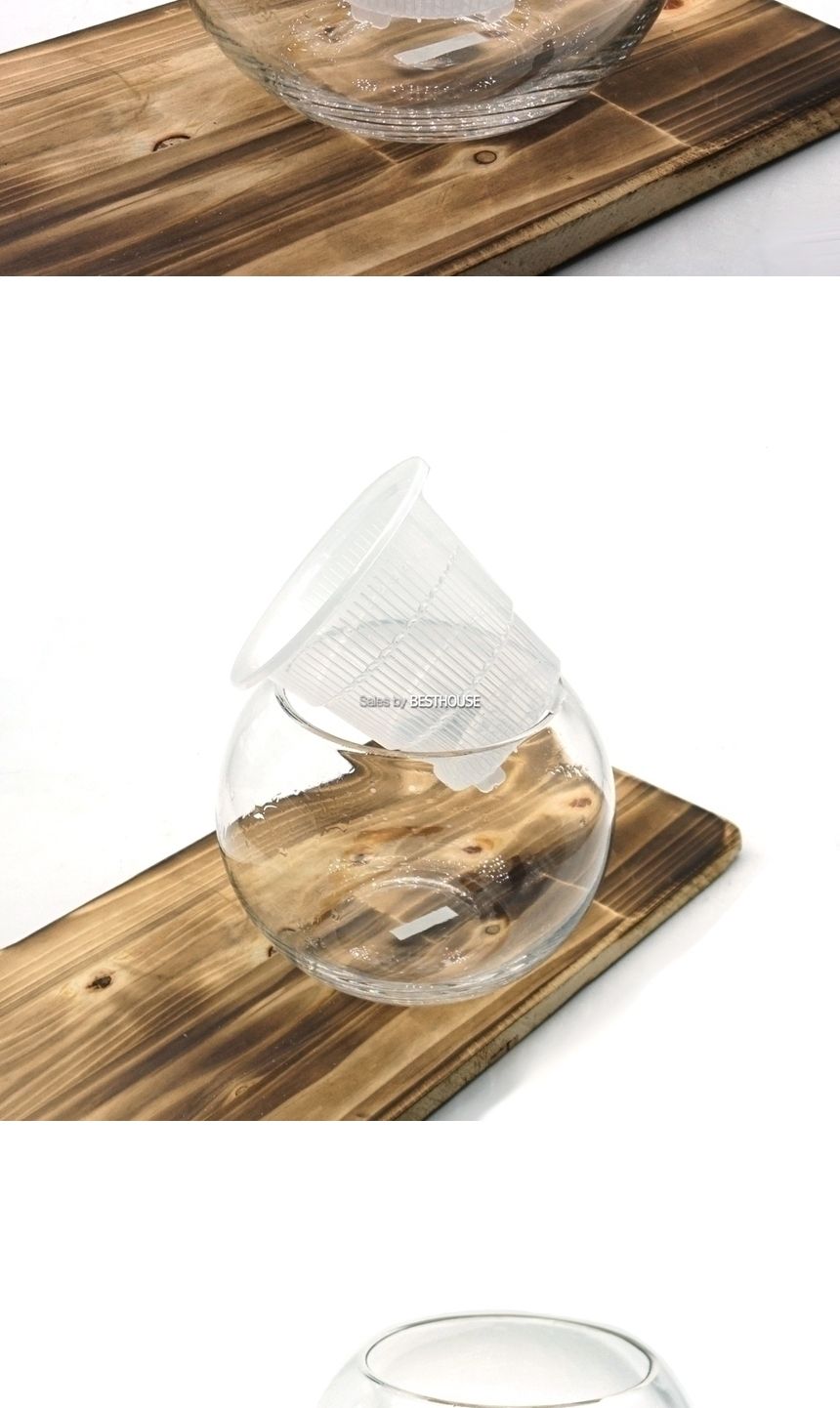 수경재배 난재배용 유리화병 볼 14x15cm+슬릭포트/화병/예쁜화병/디자인화병/인테리어화병/원예용품/꽃병/