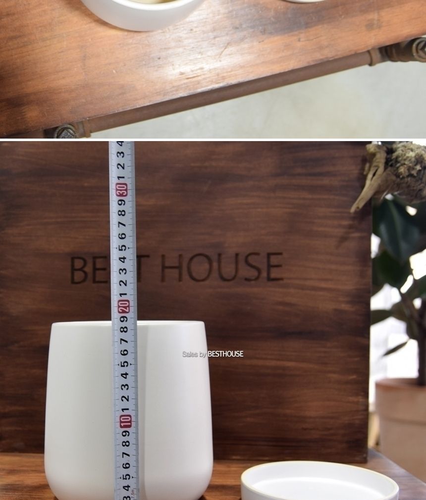 모던 도기화분 볼링핀 15x19cm 화이트 무광/화분/정원용품/홈가드닝용품/가드닝용품/가정용화분/식물화분/