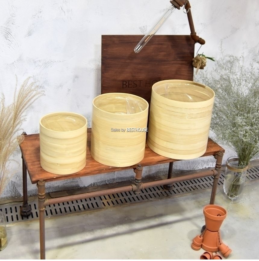 프리미엄 대나무 화분 원통형(소) 20x20cm/화분/정원용품/홈가드닝용품/가드닝용품/가정용화분/식물화분/꽃