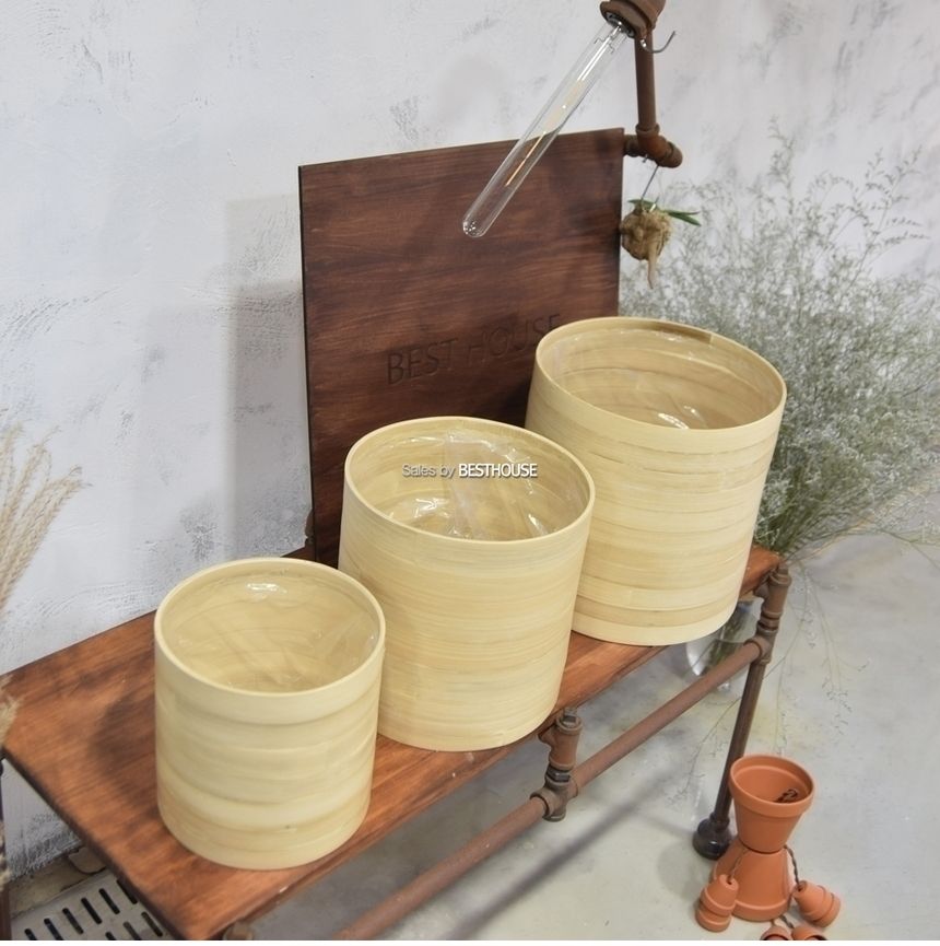 프리미엄 대나무 화분 원통형(소) 20x20cm/화분/정원용품/홈가드닝용품/가드닝용품/가정용화분/식물화분/꽃