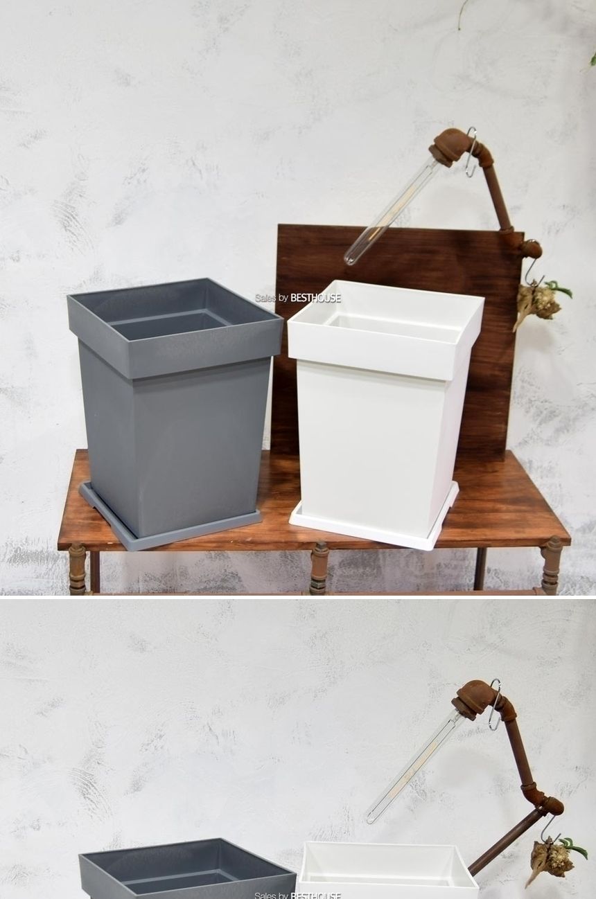 (화이트) 플라스틱화분 WR 정사각(2호) 30x30x40cm/화분/정원용품/홈가드닝용품/가드닝용품/가정용화분/식