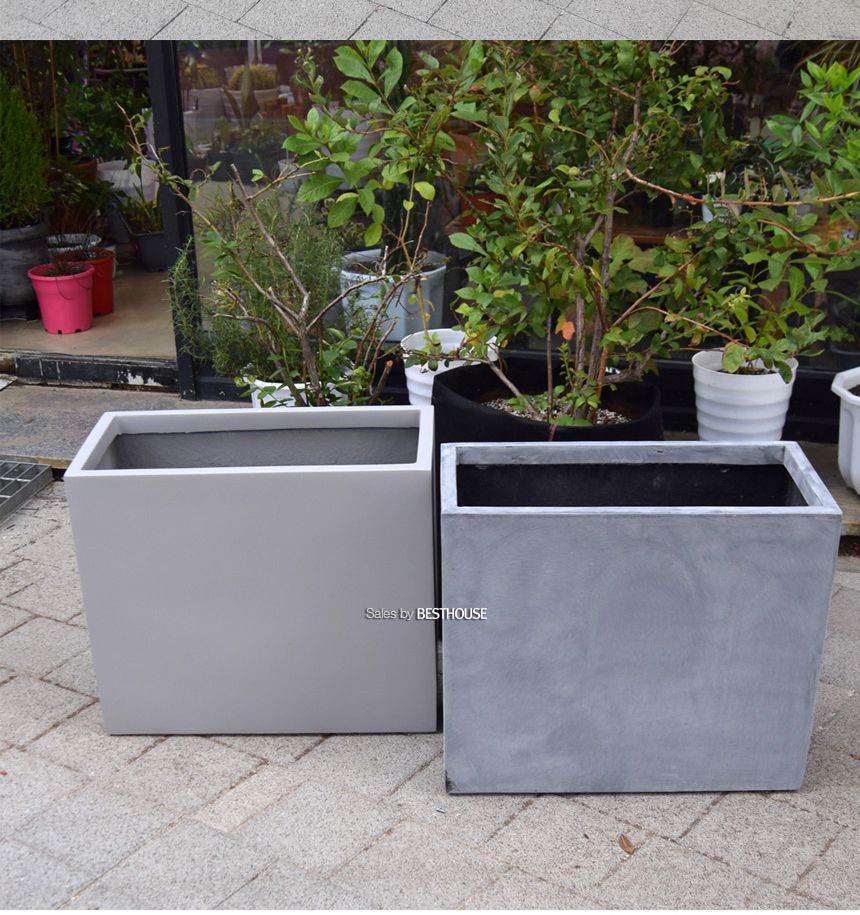 (물구멍타공(단순변심불가)) 모던 FRP 초대형화분 정사각 HP1055 D40 40x40cm 네추럴시멘트/화분/정원용품/