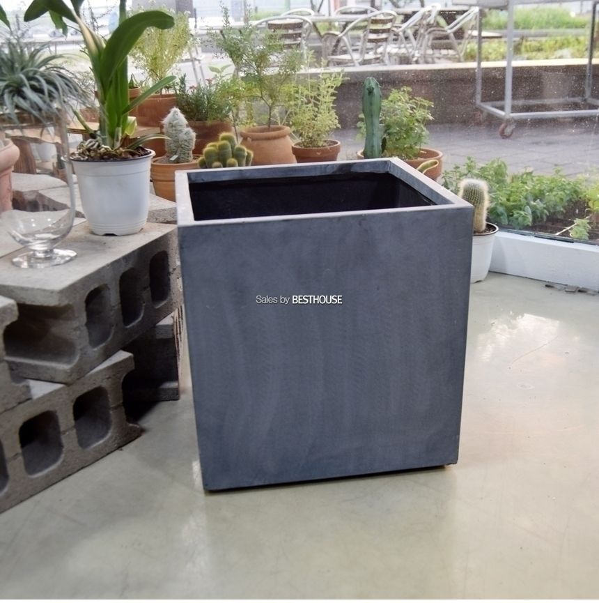 (물구멍타공(단순변심불가)) 모던 FRP 초대형화분 정사각 HP1055 D40 40x40cm 네추럴시멘트/화분/정원용품/